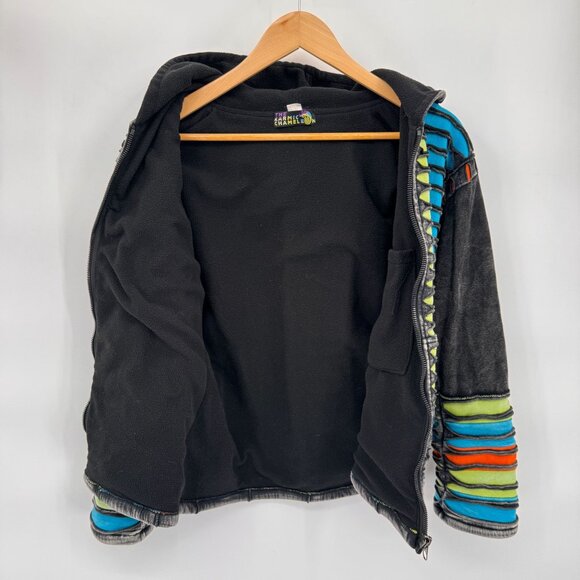 Karmic Chameleon Zipper Sweater Jacket Unisex‎ Medium Black Rasta Fleece Lined - Picture 9 of 9